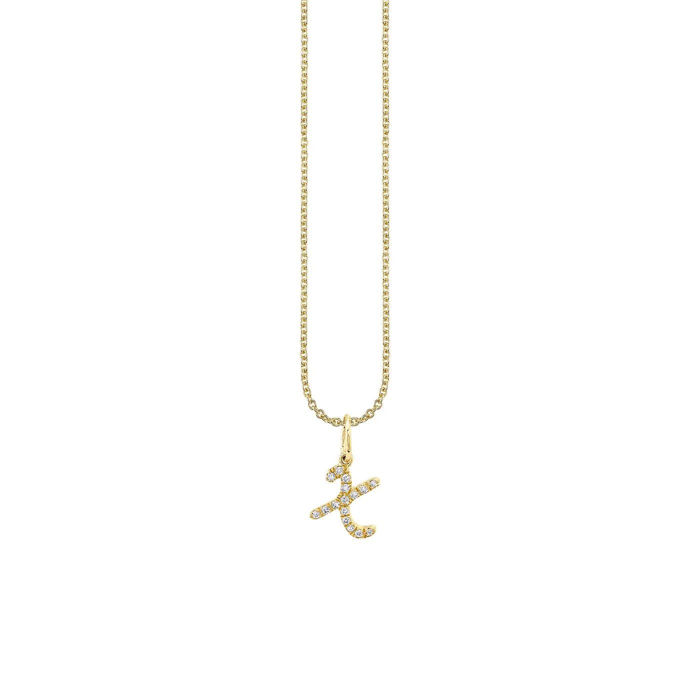 Gold & Diamond Small Initial Charm Necklace