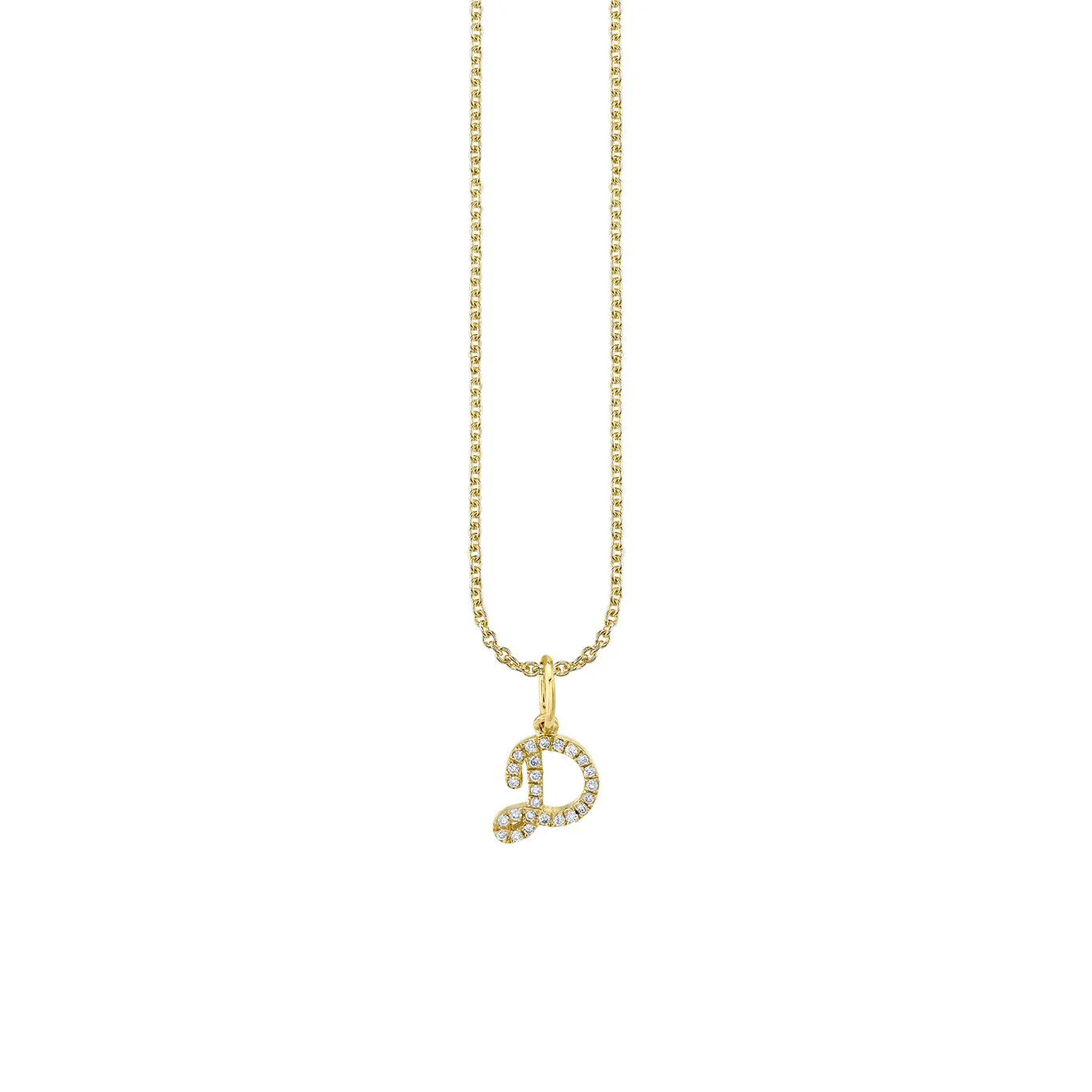 Gold & Diamond Small Initial Charm Necklace
