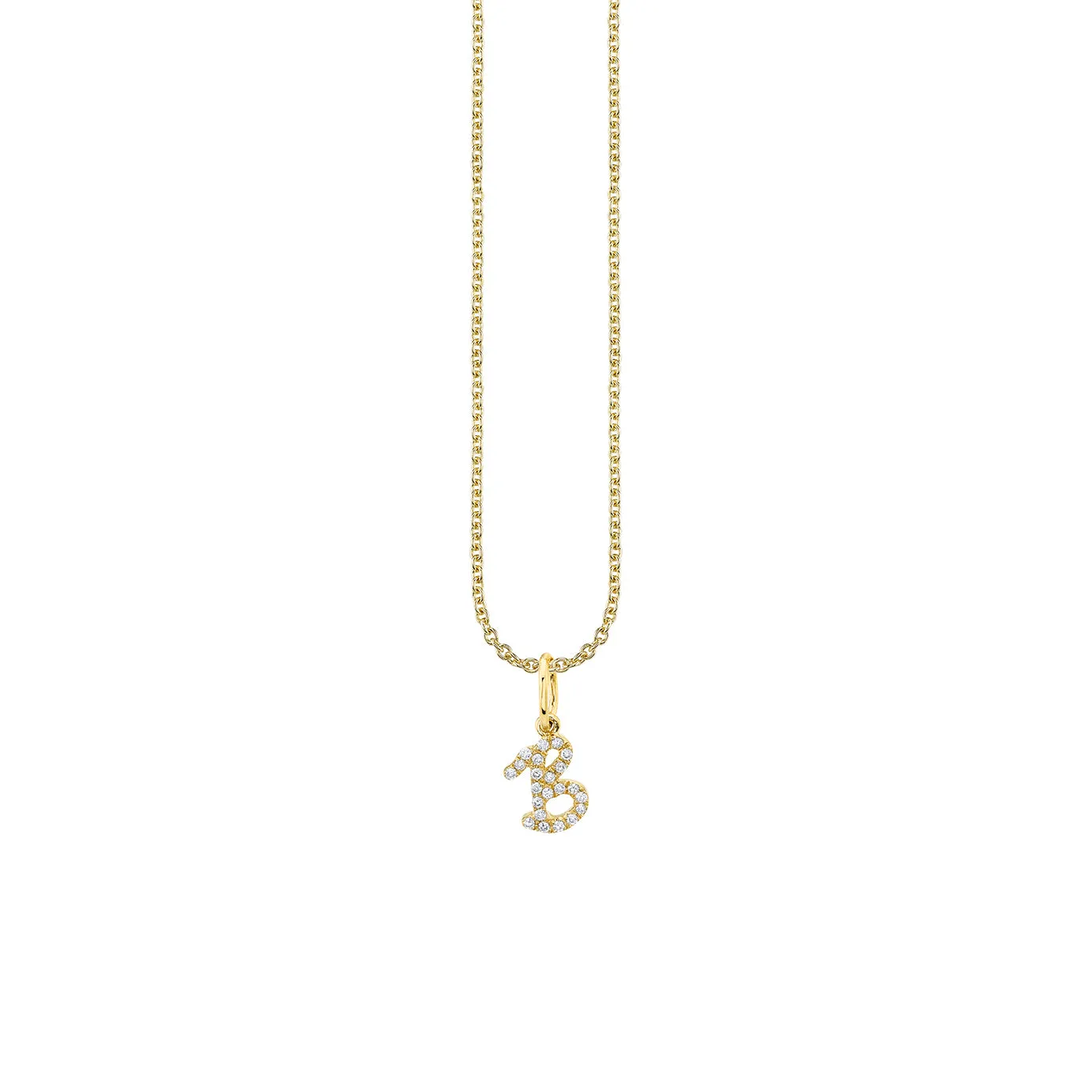 Gold & Diamond Small Initial Charm Necklace