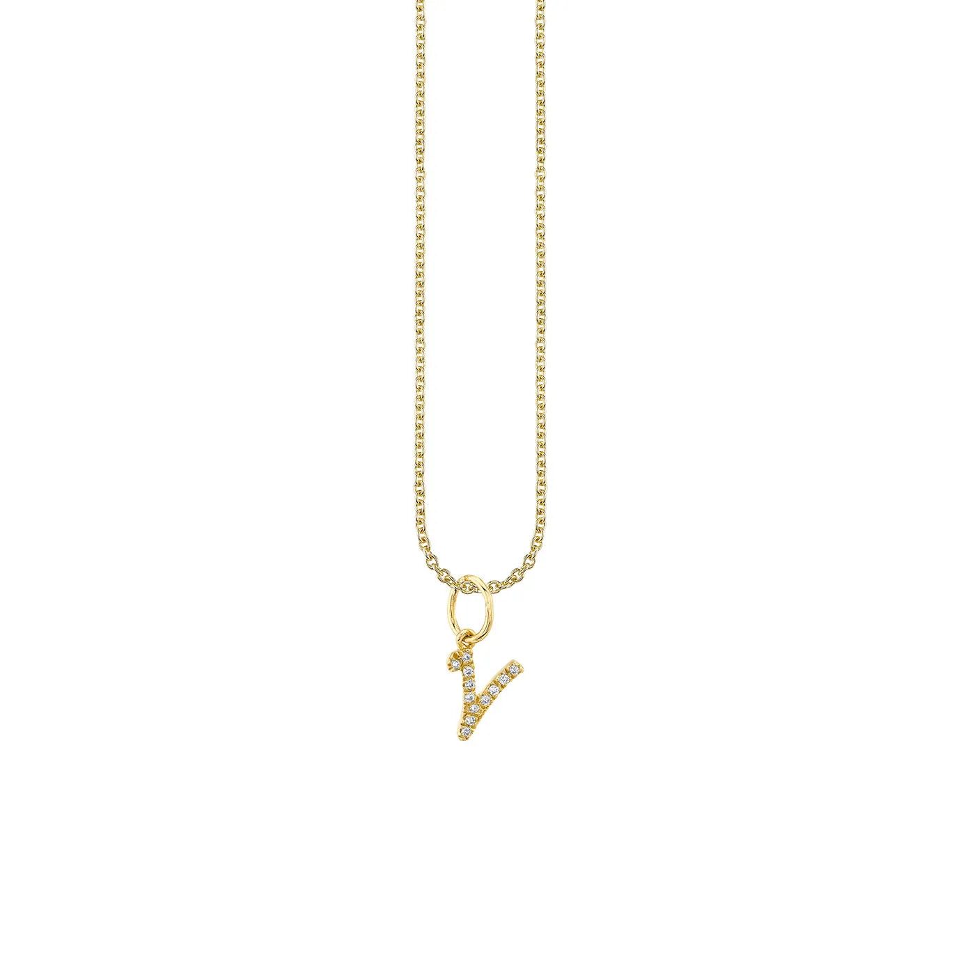 Gold & Diamond Small Initial Charm Necklace