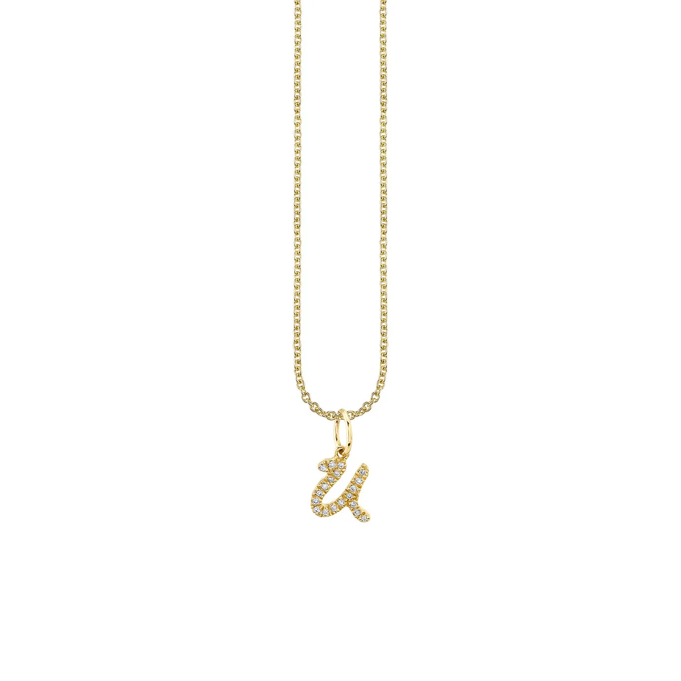 Gold & Diamond Small Initial Charm Necklace