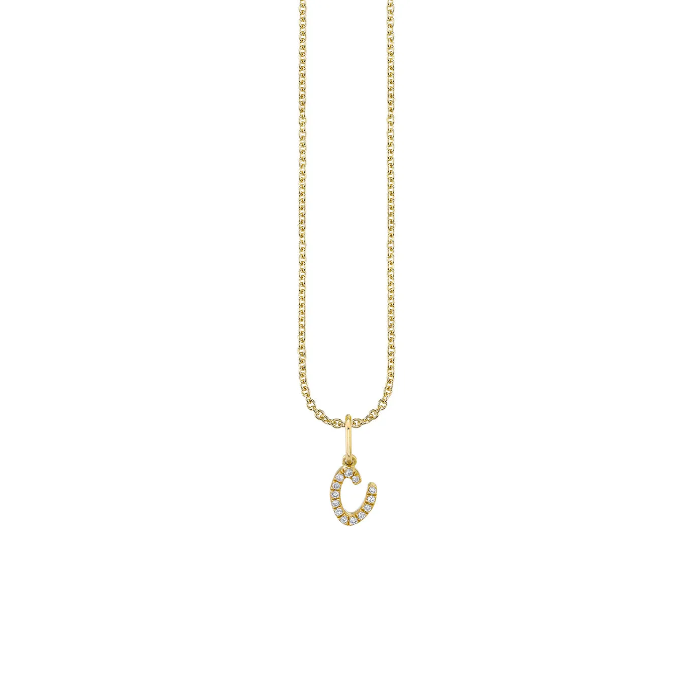 Gold & Diamond Small Initial Charm Necklace