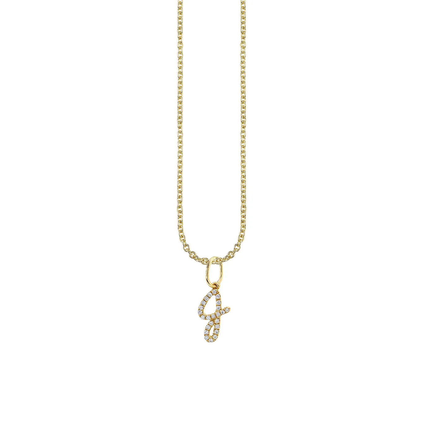 Gold & Diamond Small Initial Charm Necklace