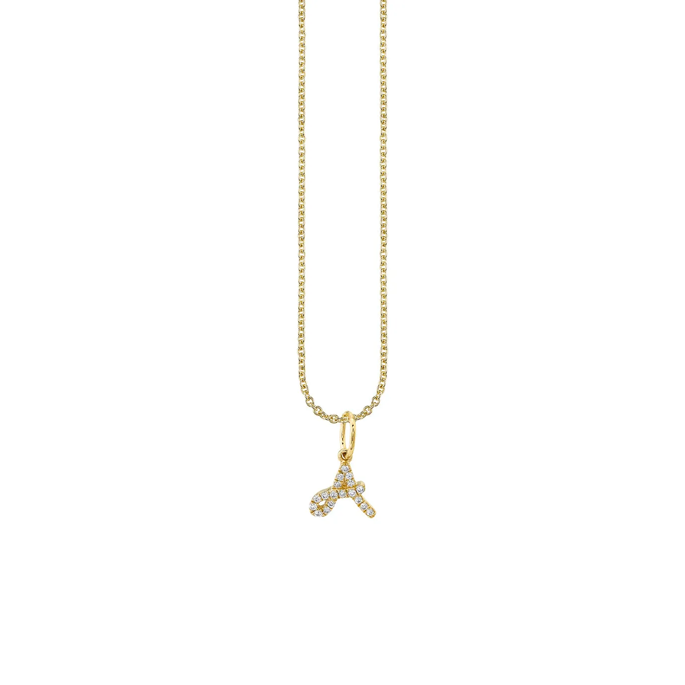 Gold & Diamond Small Initial Charm Necklace