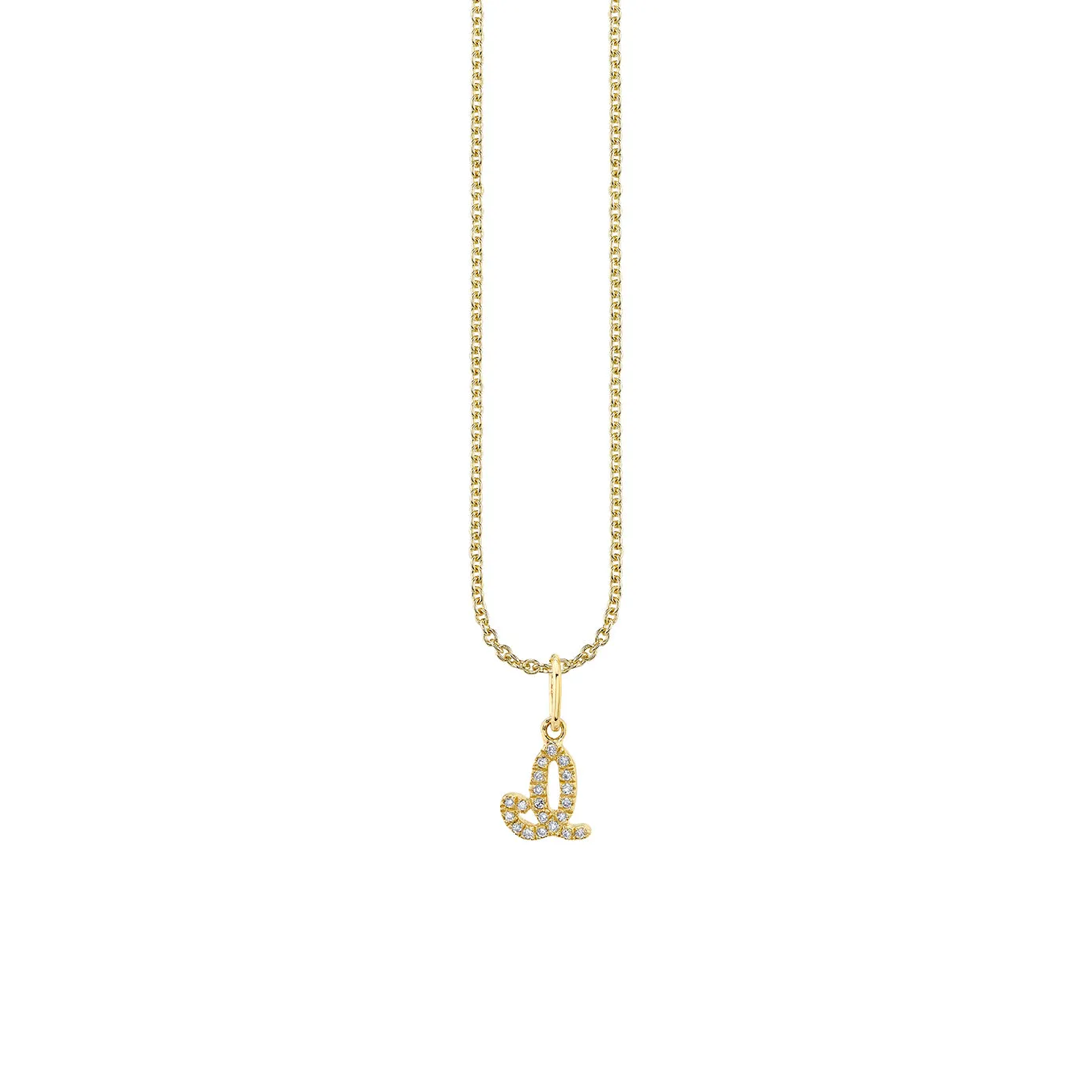 Gold & Diamond Small Initial Charm Necklace