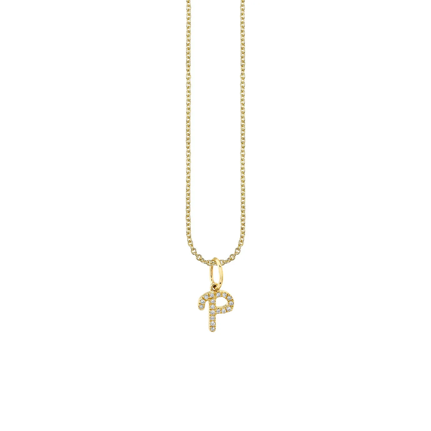 Gold & Diamond Small Initial Charm Necklace
