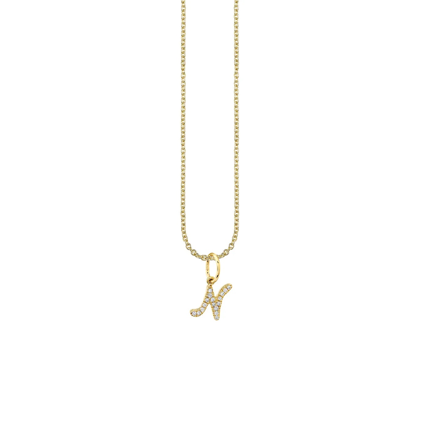 Gold & Diamond Small Initial Charm Necklace