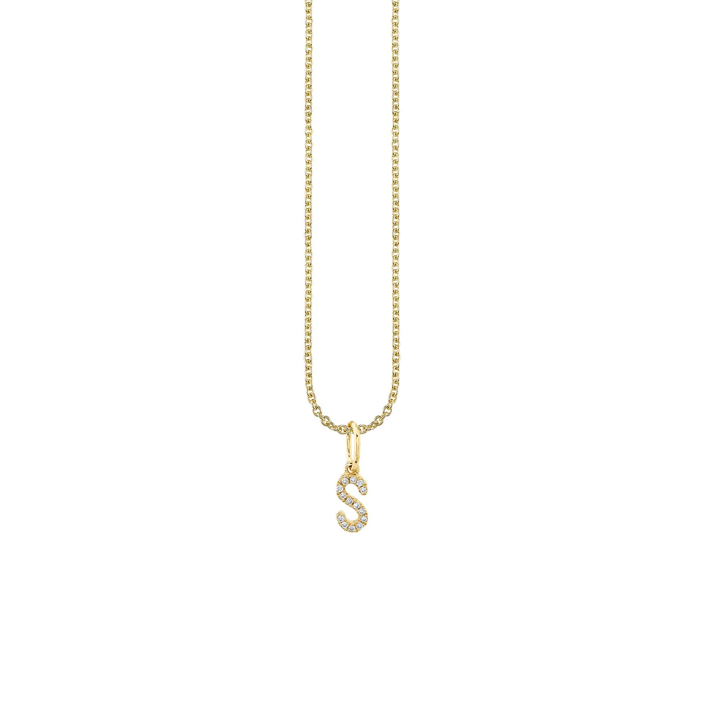 Gold & Diamond Small Initial Charm Necklace