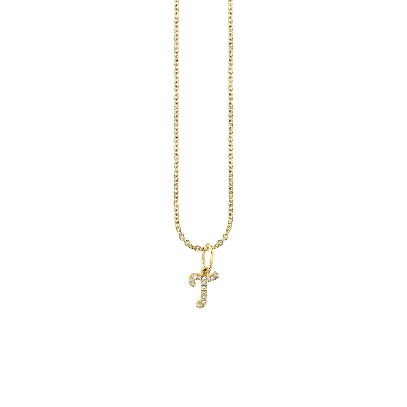 Gold & Diamond Small Initial Charm Necklace