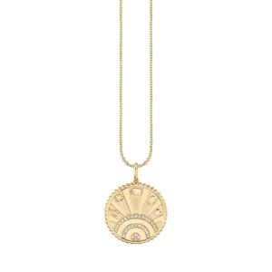 Gold & Diamond Small Luck Coin with Rays Charm