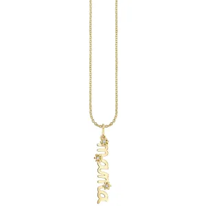 Gold & Diamond Small Mama Script Tiny Daisy Charm