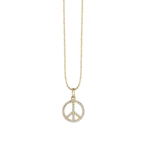 Gold & Diamond Small Peace Sign Charm