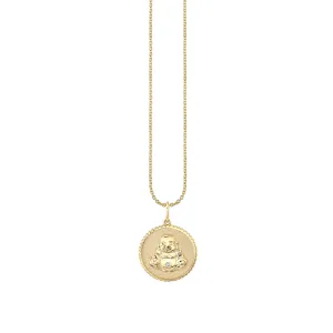 Gold & Diamond Small Sitting Buddha Coin Charm