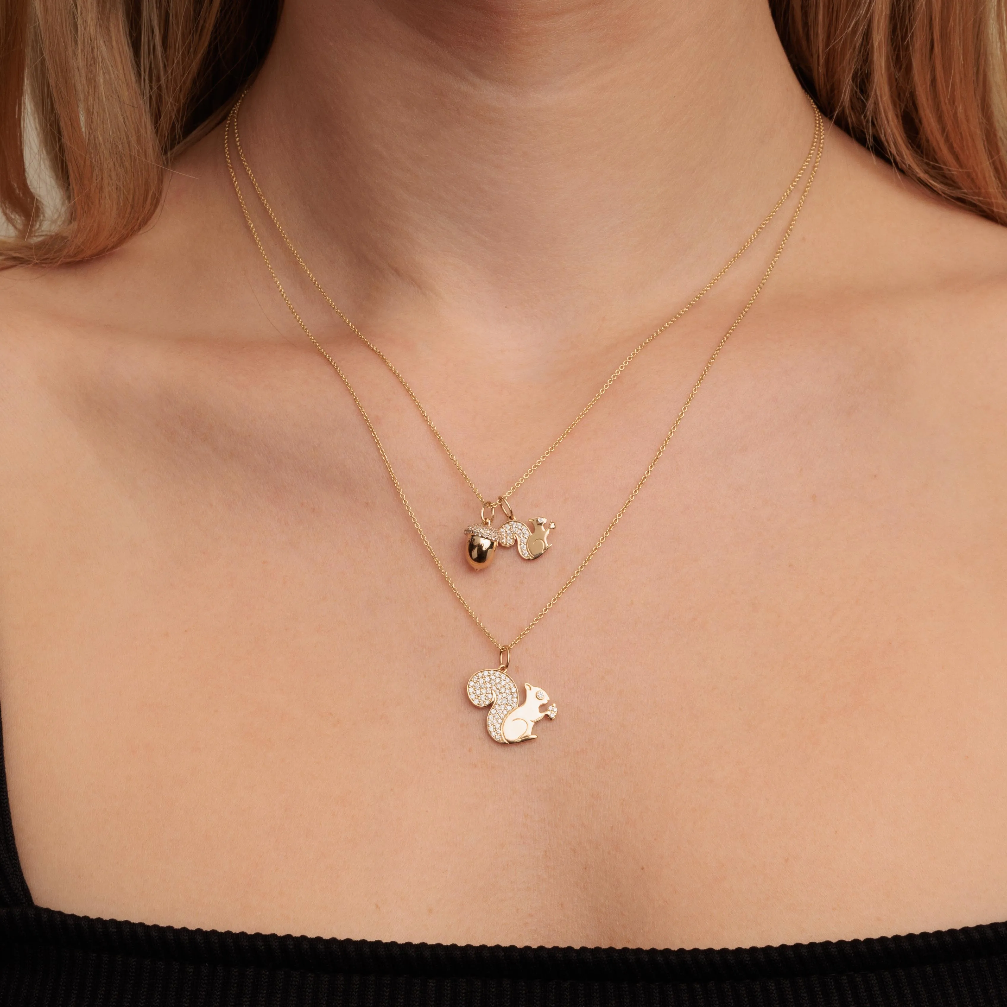Gold & Diamond Squirrel Charm