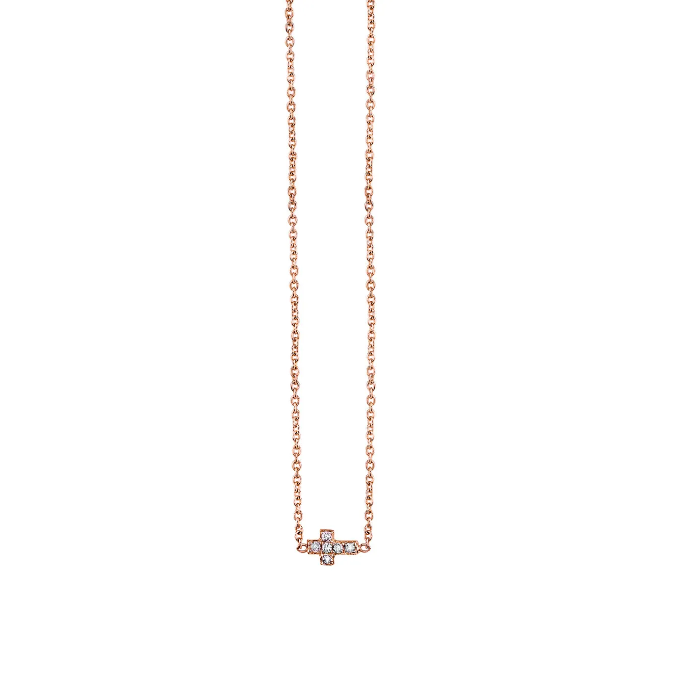 Gold & Pave Diamond Tiny Cross Necklace
