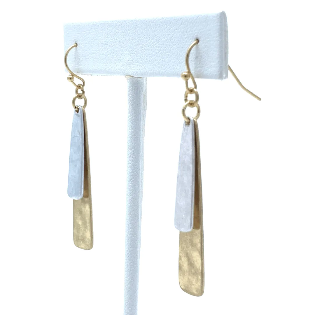 Gold & Silver Layered Tapered Dangle Earrings