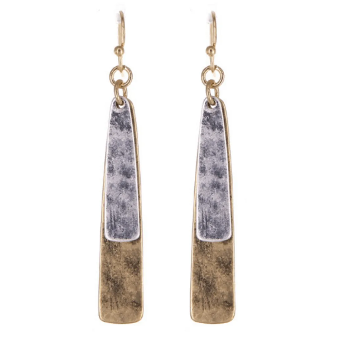 Gold & Silver Layered Tapered Dangle Earrings