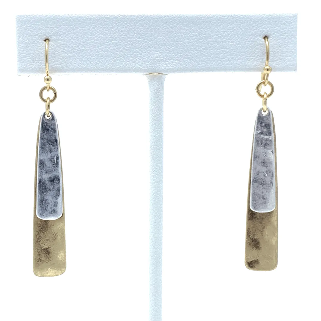 Gold & Silver Layered Tapered Dangle Earrings