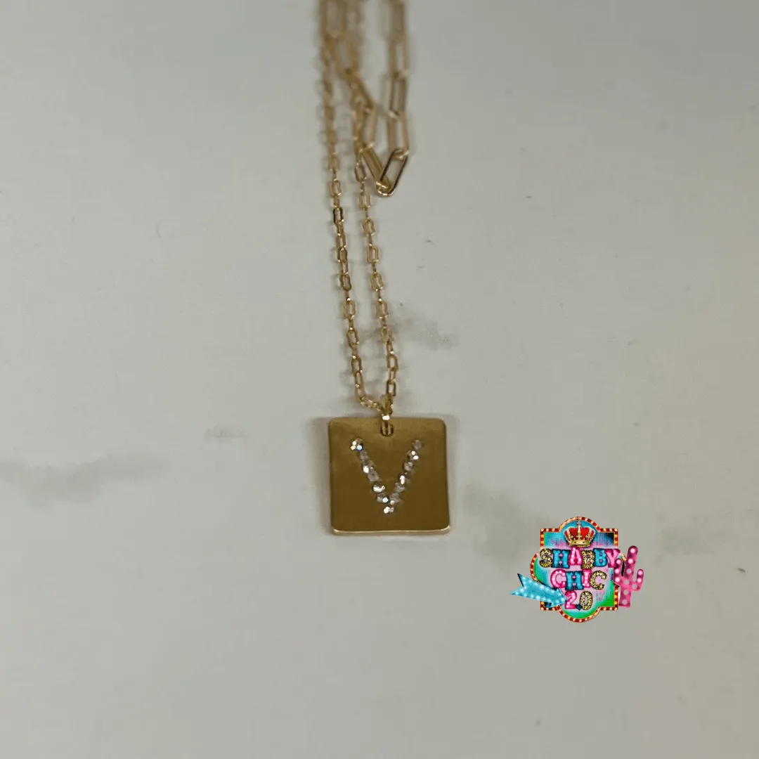 Gold and Rhinestone Initial Necklace