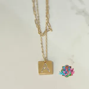 Gold and Rhinestone Initial Necklace