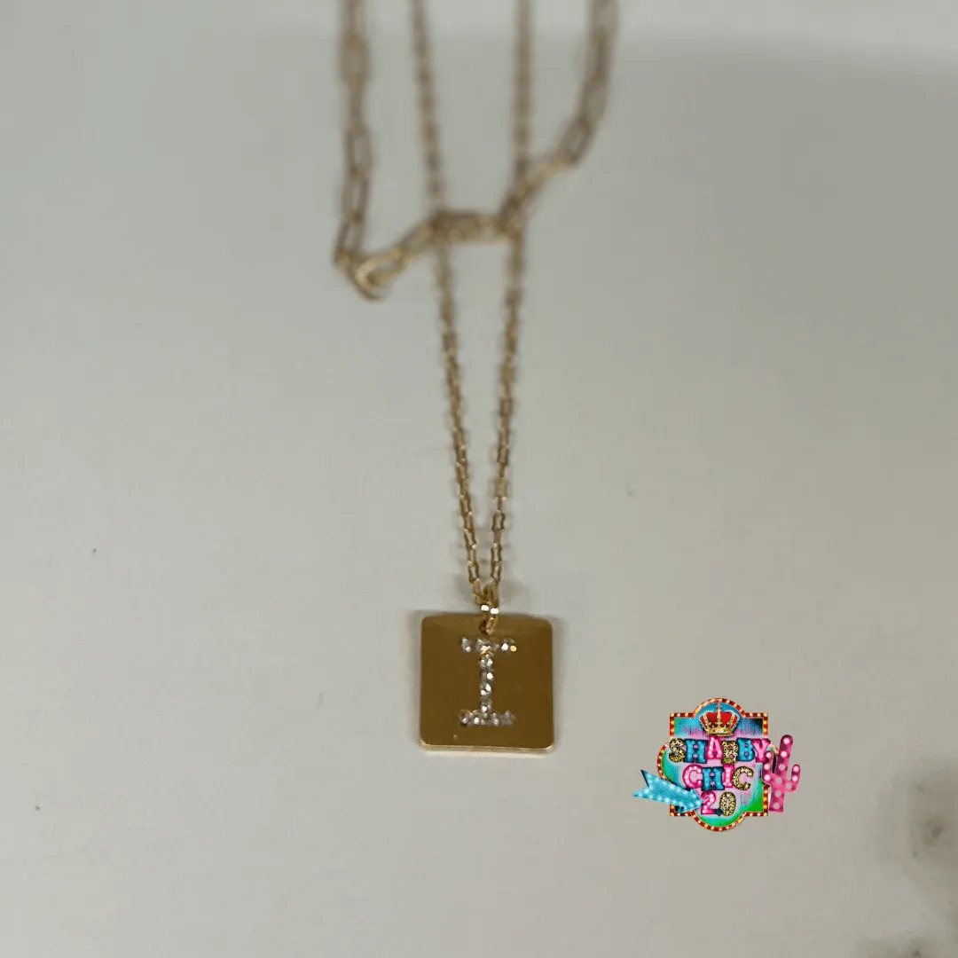 Gold and Rhinestone Initial Necklace