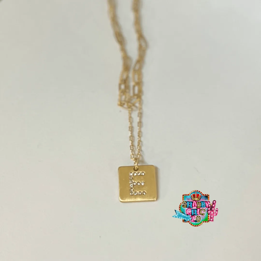 Gold and Rhinestone Initial Necklace