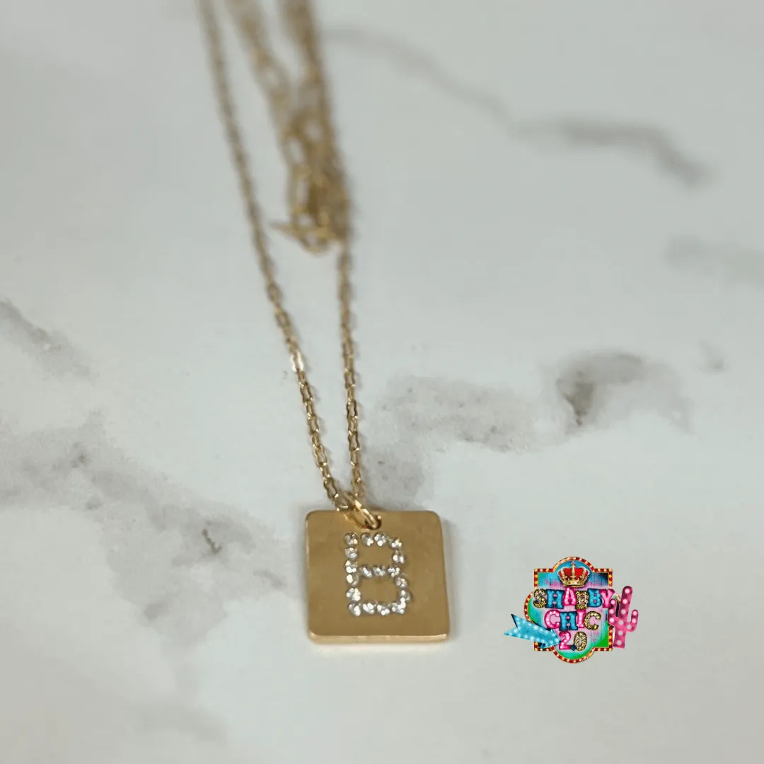 Gold and Rhinestone Initial Necklace