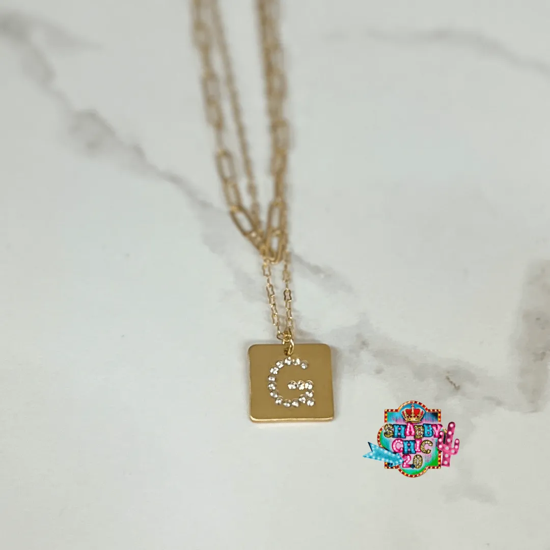 Gold and Rhinestone Initial Necklace