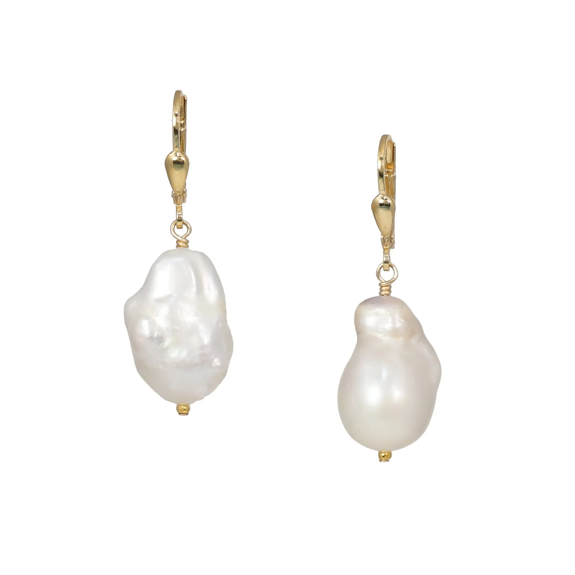Gold Baroque Pearl Earrings