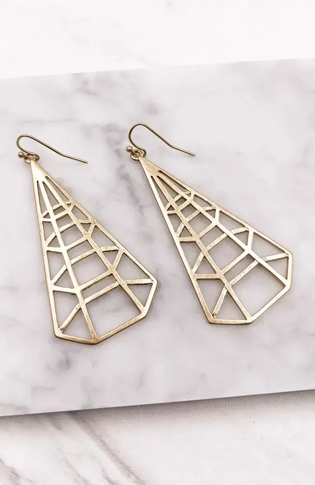 GOLD CAGE TRIANGLE EARRINGS