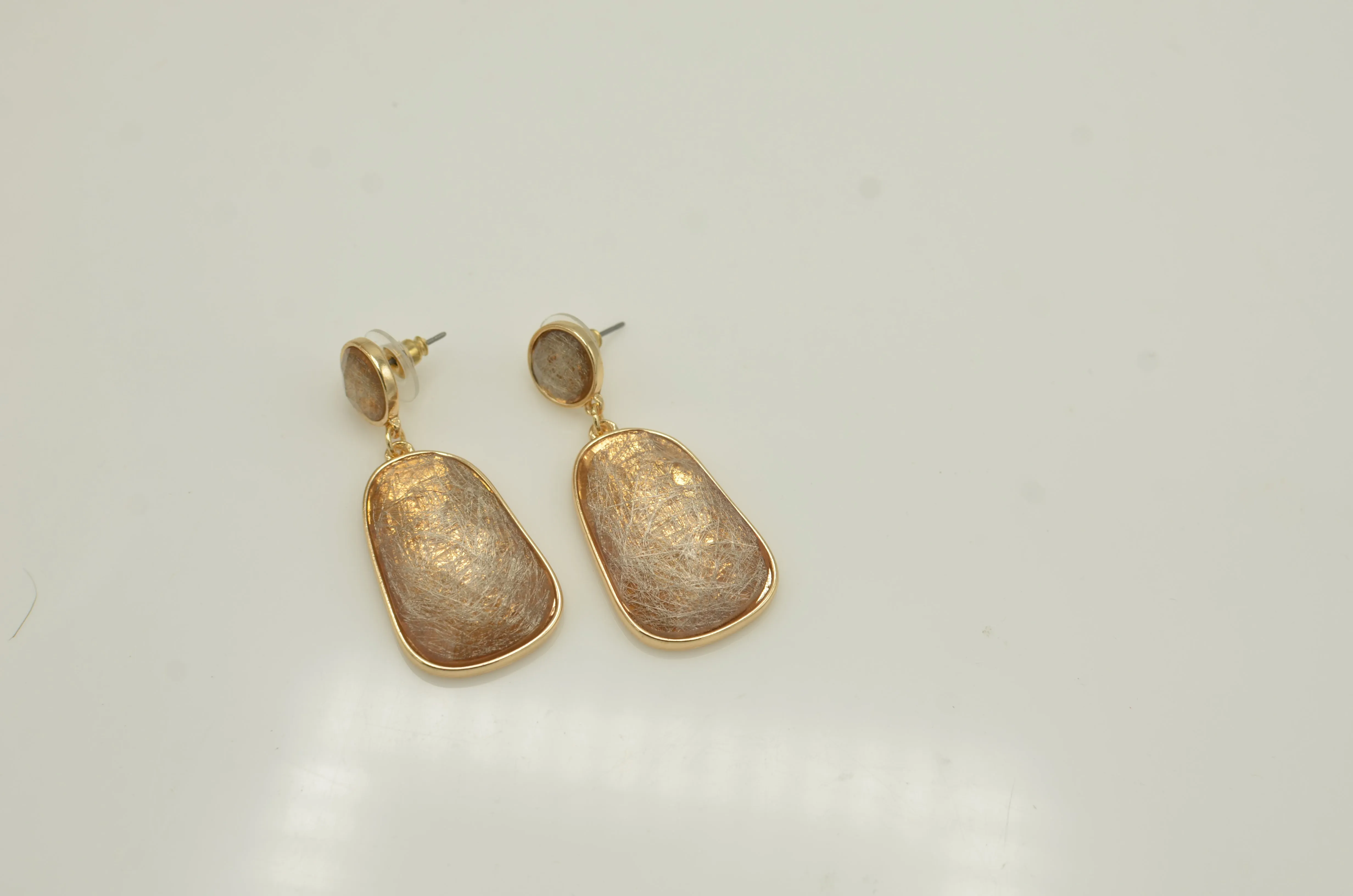 GOLD CHAMPAGNE GEOMETRIC FACETED DANGLE DROP EARRINGS #SQGN9122607CH