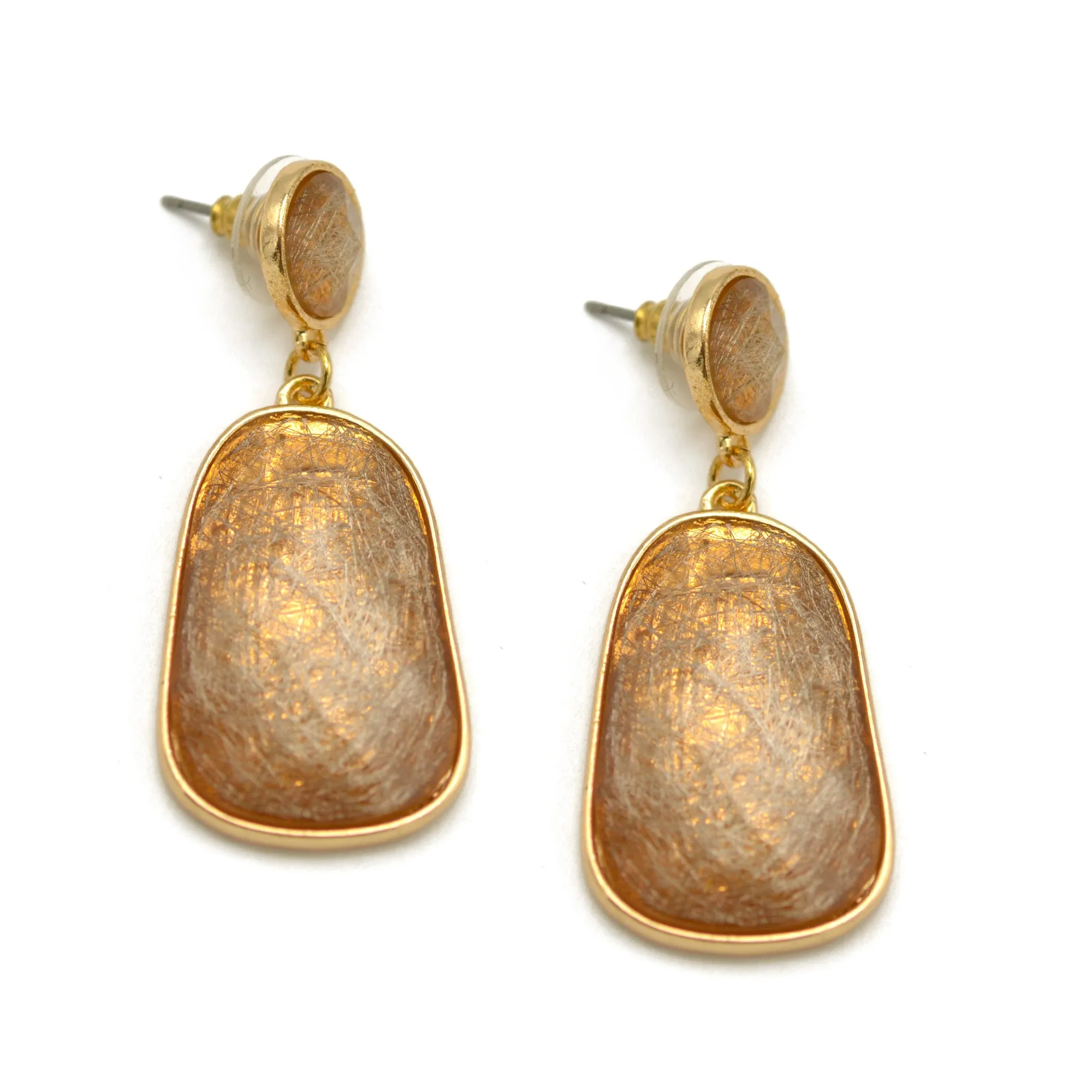 GOLD CHAMPAGNE GEOMETRIC FACETED DANGLE DROP EARRINGS #SQGN9122607CH
