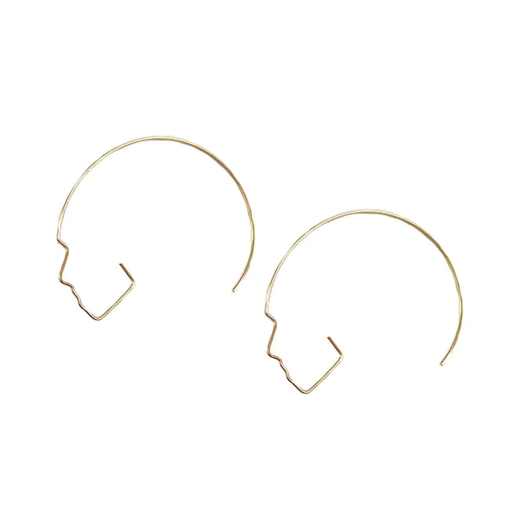 Gold Face Shaped Earring for Women