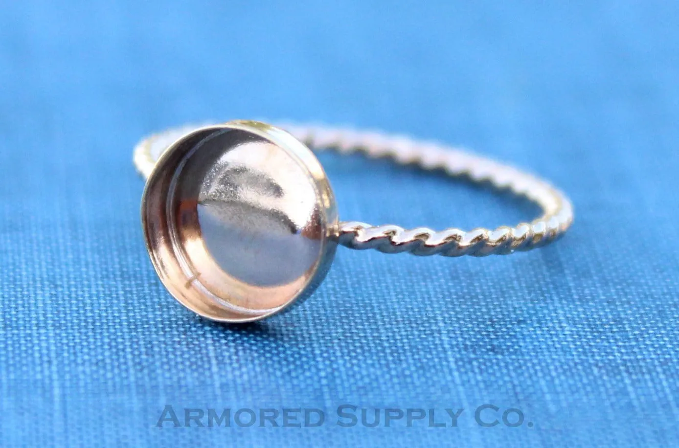 Gold Filled Rope 8mm Bezel Cup Ring blank