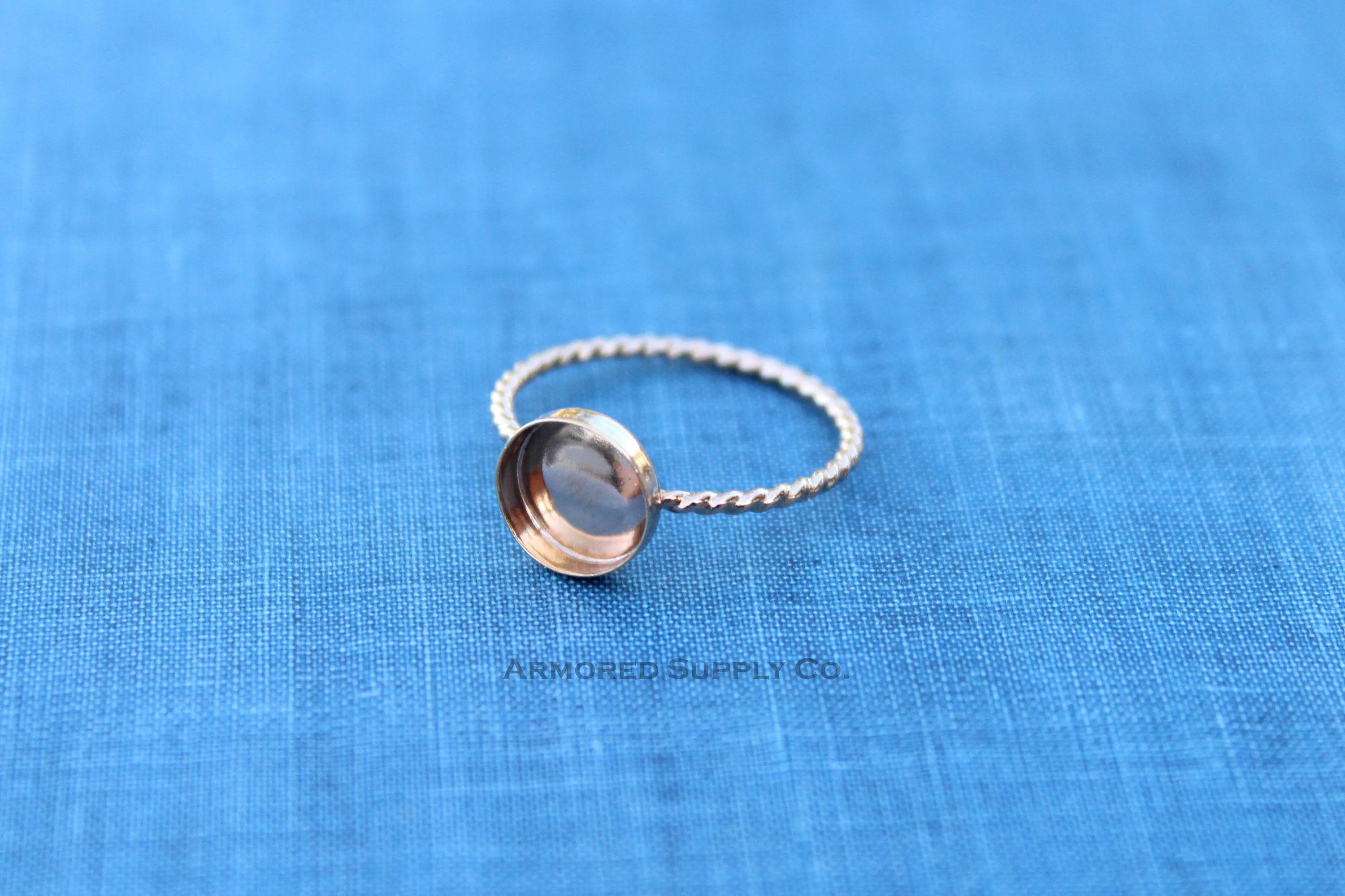 Gold Filled Rope 8mm Bezel Cup Ring blank