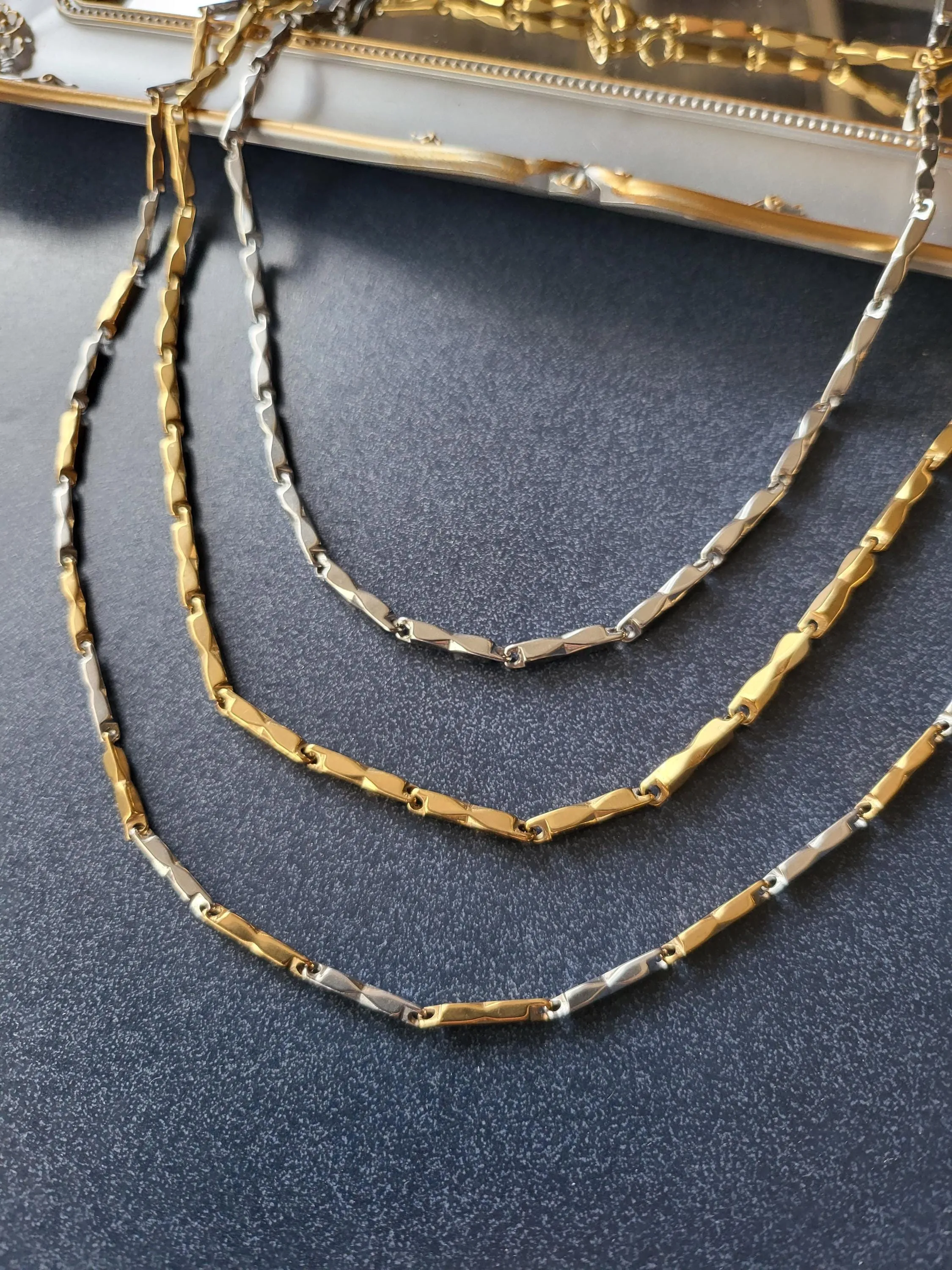 Gold Filled , Silver Link  Chain Chunky  Non Tarnish Tubular Chain  Unisex Chain Necklace, WATERPROOF.