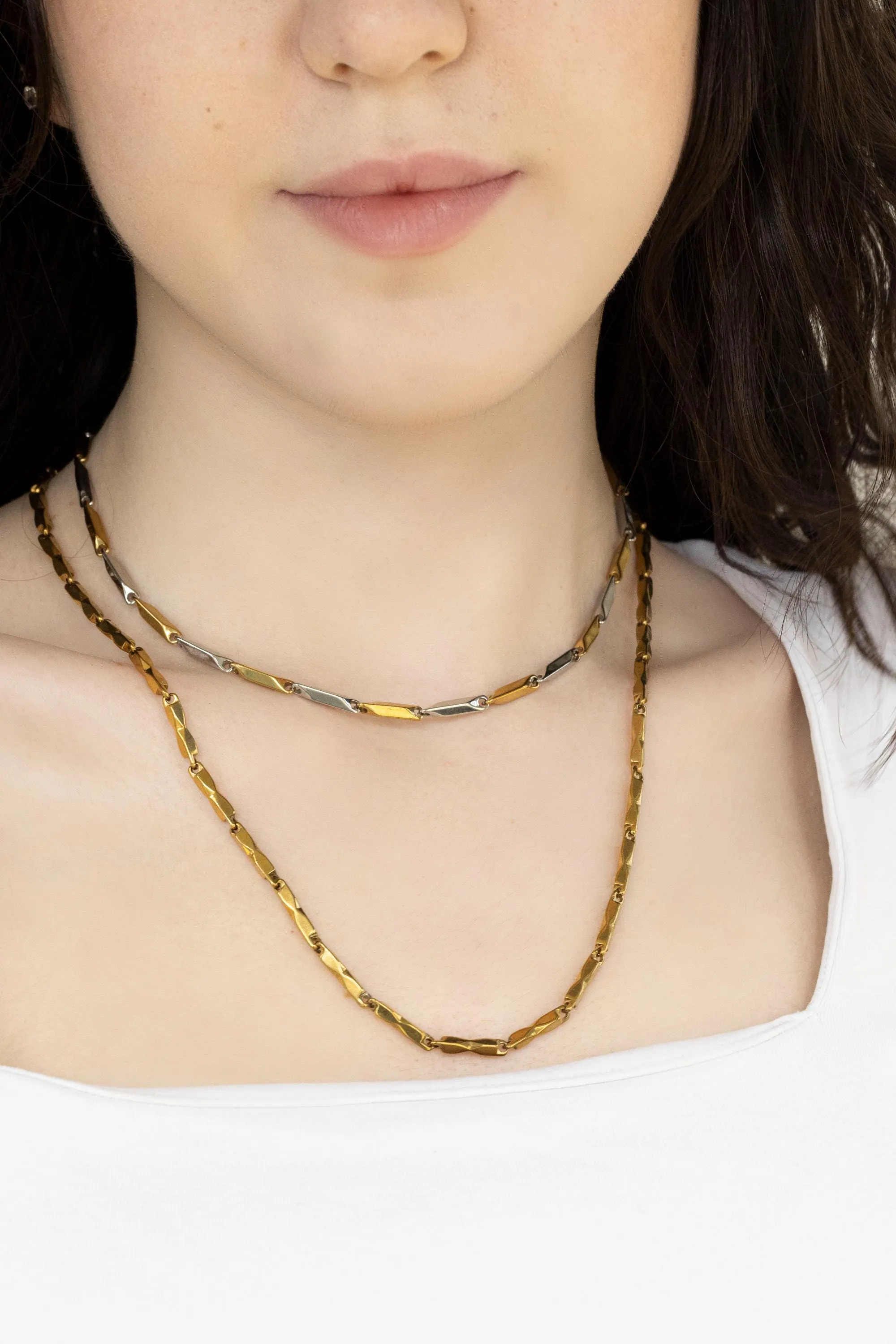 Gold Filled , Silver Link  Chain Chunky  Non Tarnish Tubular Chain  Unisex Chain Necklace, WATERPROOF.