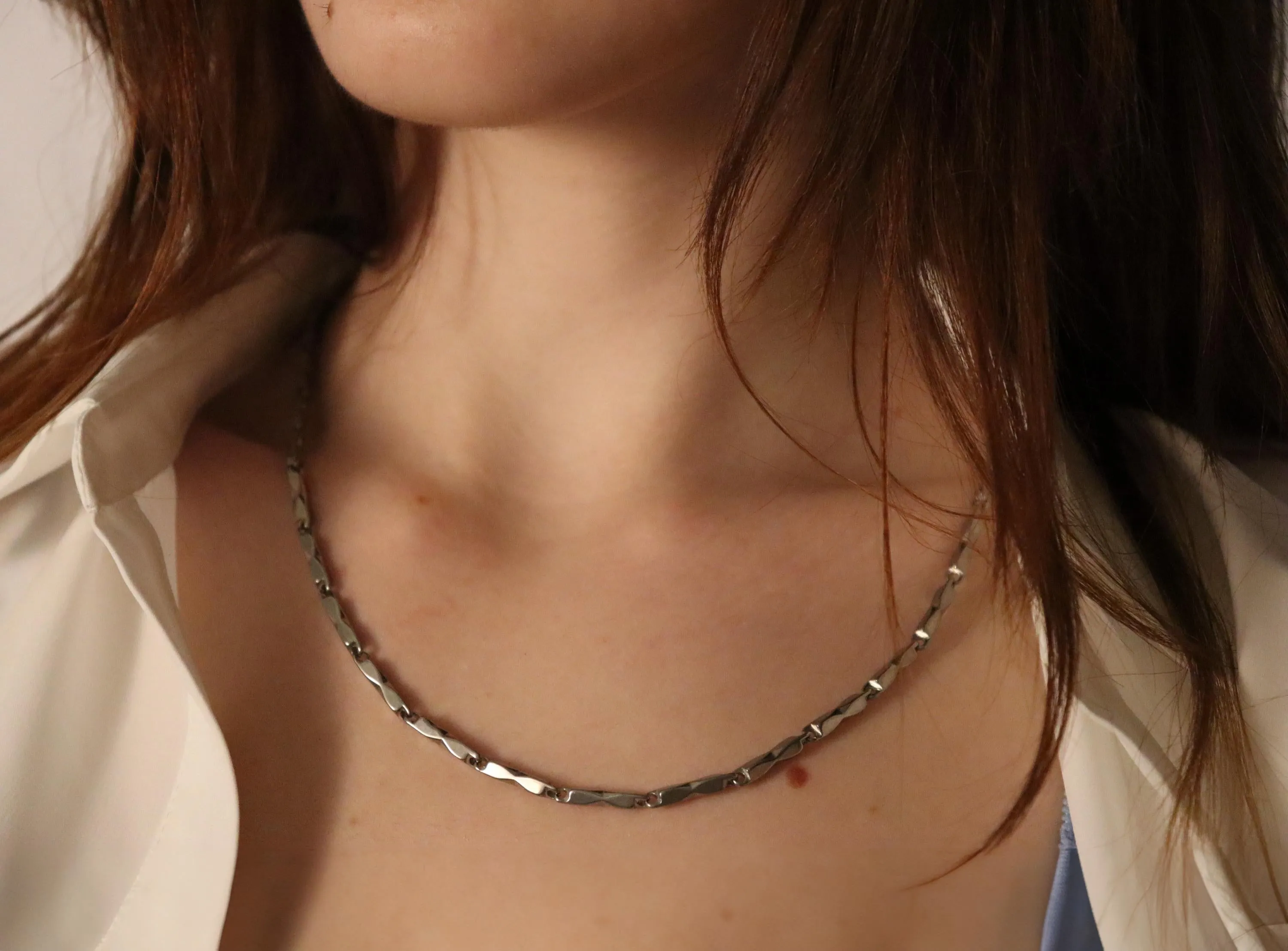 Gold Filled , Silver Link  Chain Chunky  Non Tarnish Tubular Chain  Unisex Chain Necklace, WATERPROOF.