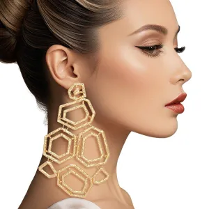 Gold Geometric Structured Earrings