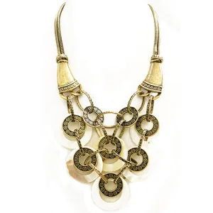 GOLD MOTHER OF PEARL NECKLACE  #HNN92638_GLD_OX-WHT (KB1/KC1)