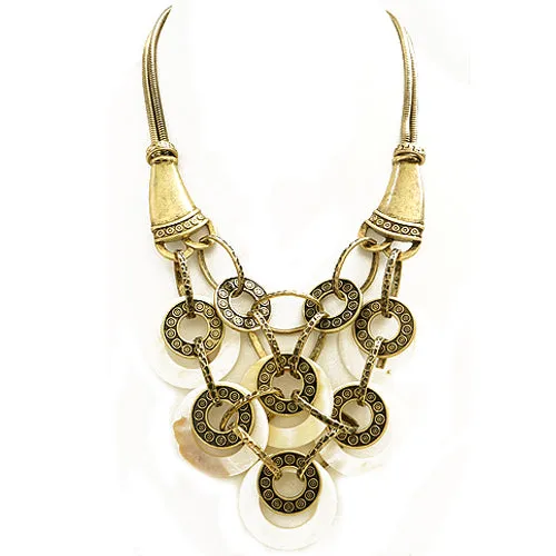 GOLD MOTHER OF PEARL NECKLACE  #HNN92638_GLD_OX-WHT (KB1/KC1)