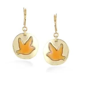 GOLD ORANGE RESIN BIRD EARRINGS #2210R3101 (1A10/10C3)