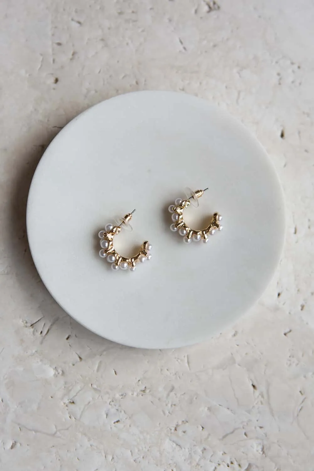 Gold Pearl Hoop Earrings