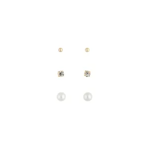 Gold Pearl Mini Diamante Earring Pack