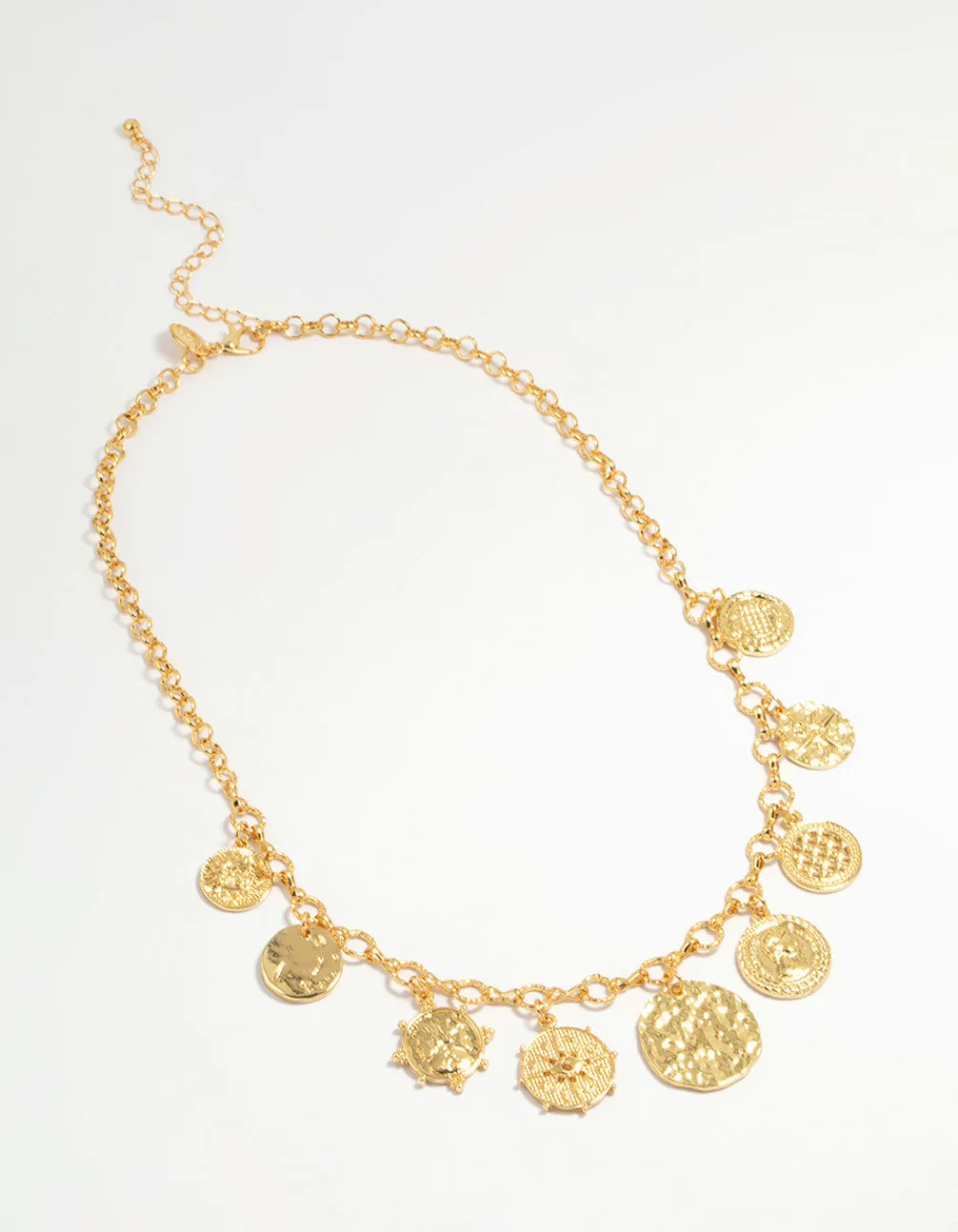 Gold Plated Coin Disc Charm Pendant Necklace