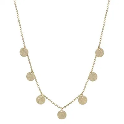 Gold Textured Coin Drop Necklace