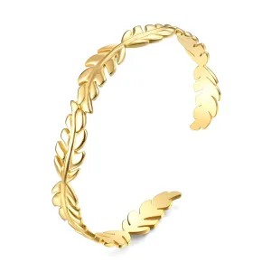Golden Leaf Disc Cuff – 18K Gold