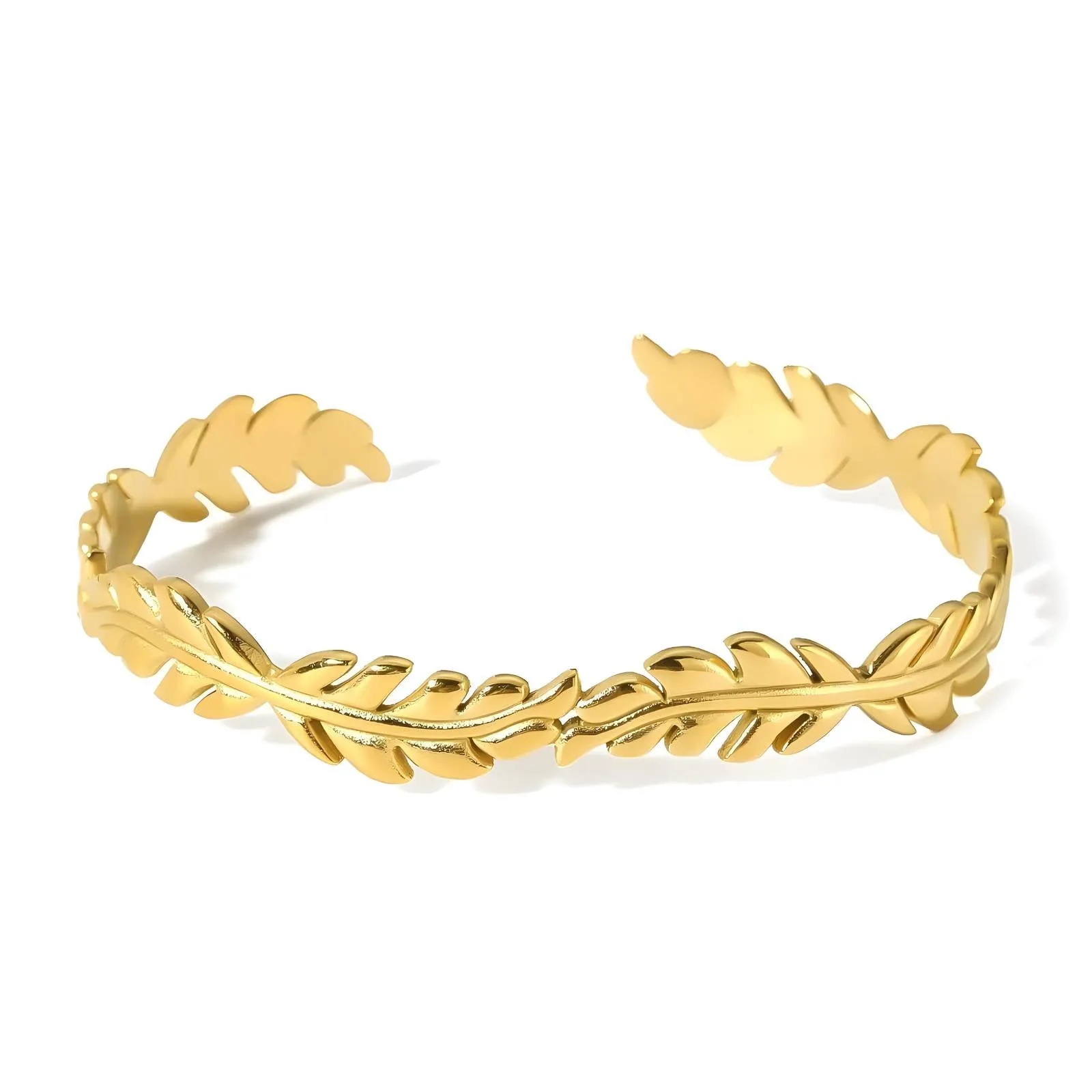 Golden Leaf Disc Cuff – 18K Gold