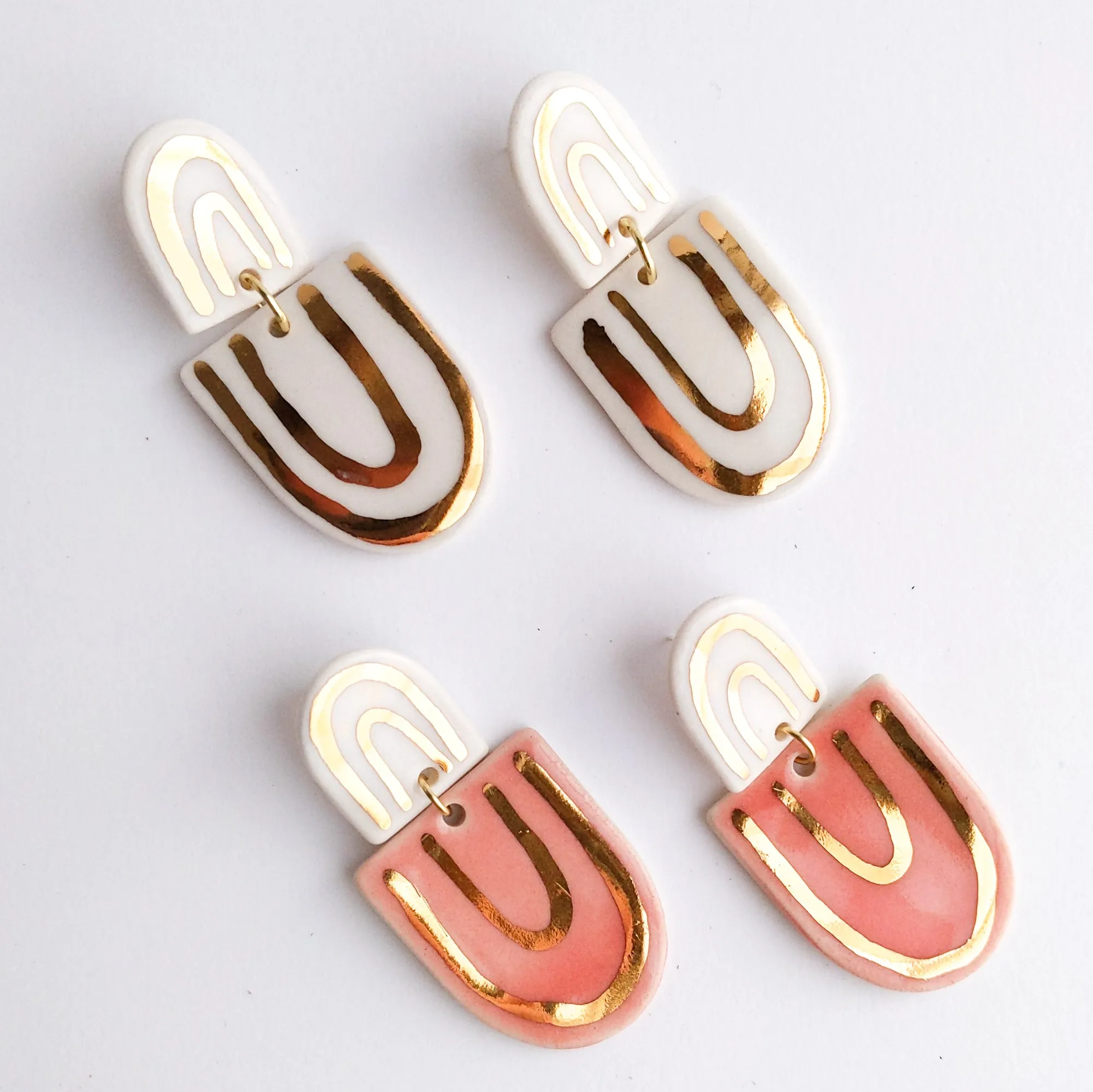 Golden Rainbow Dangles- Double Arch Down