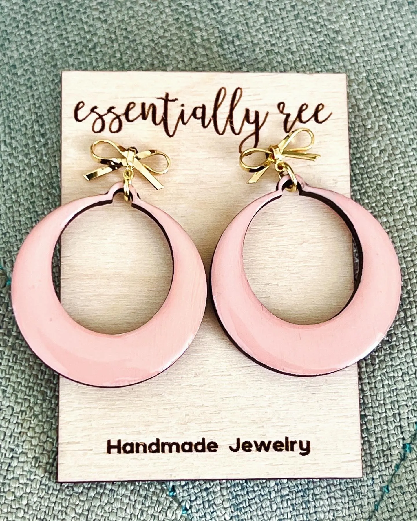 Golden Ribbon Stud Circle Drop Earrings